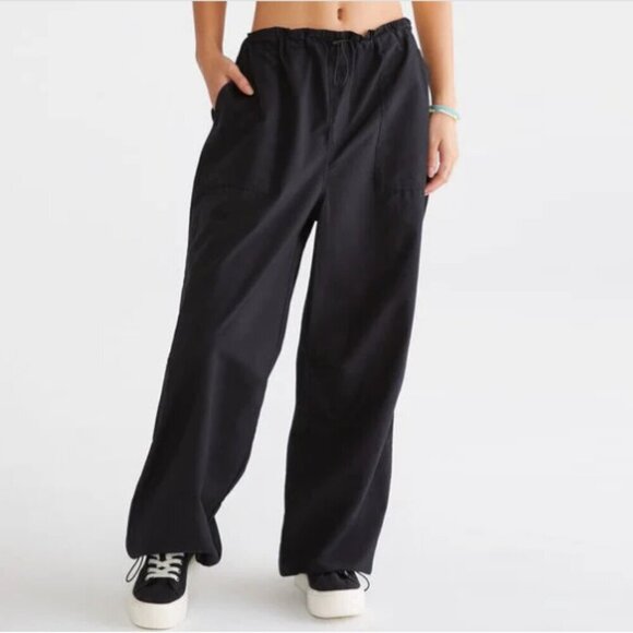 Aeropostale Baggy Parachute Y2K Pants Black Streetwear Cotton & Nylon XXL 2XL - Picture 3 of 16